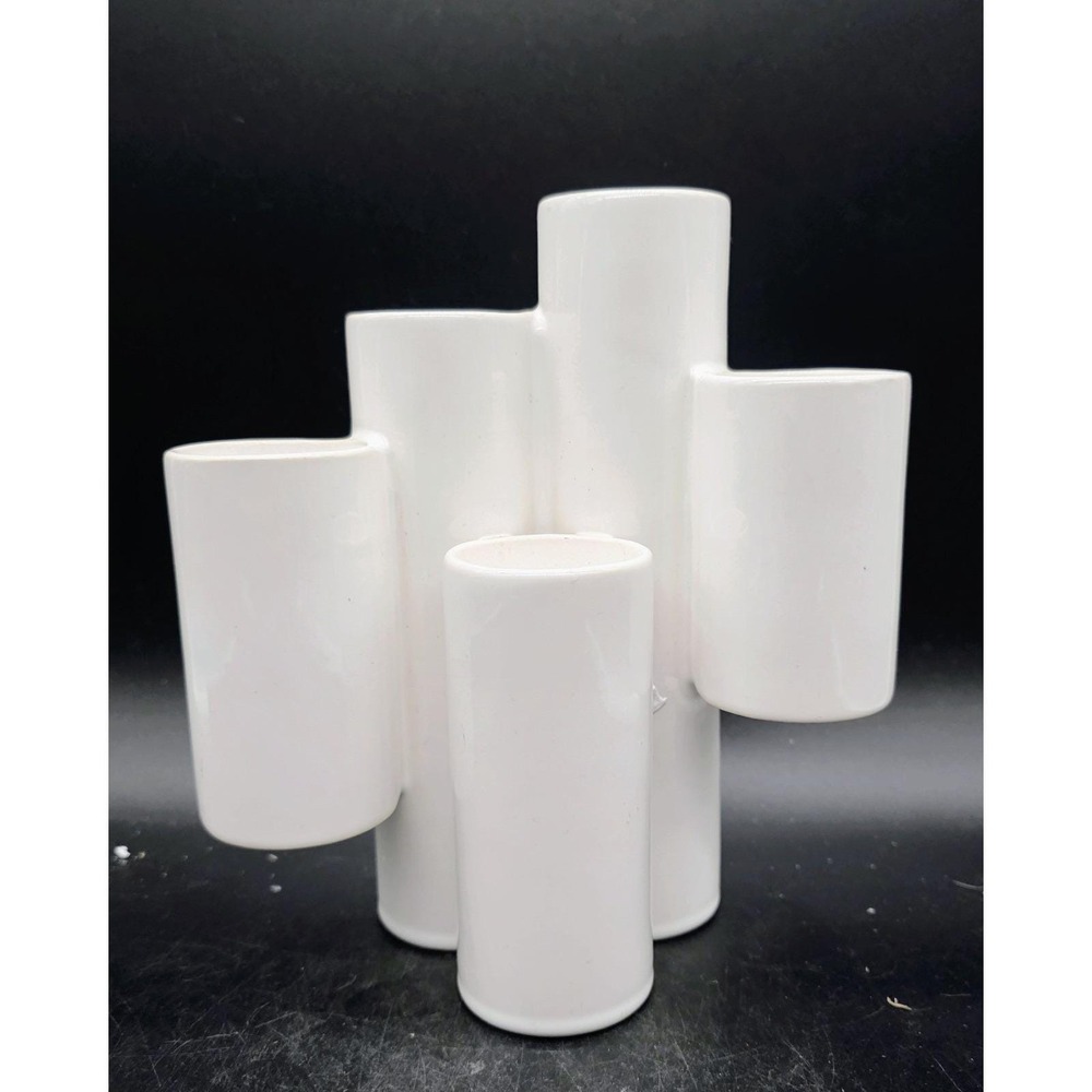 Vintage Guldkroken White 7 Armed Candlestick Holder 7"‎ Scandinavian Pottery